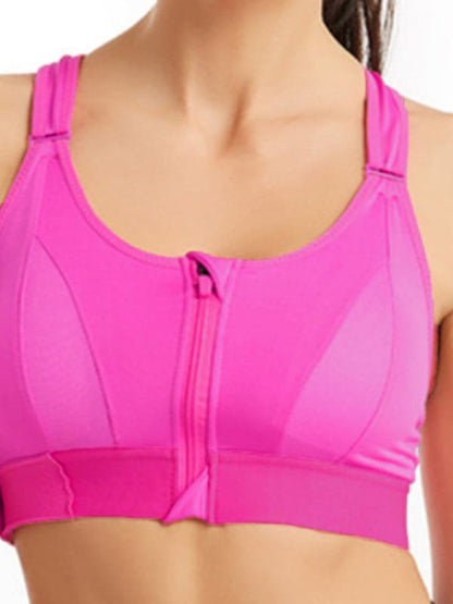 Adjustable zip sports bra for women