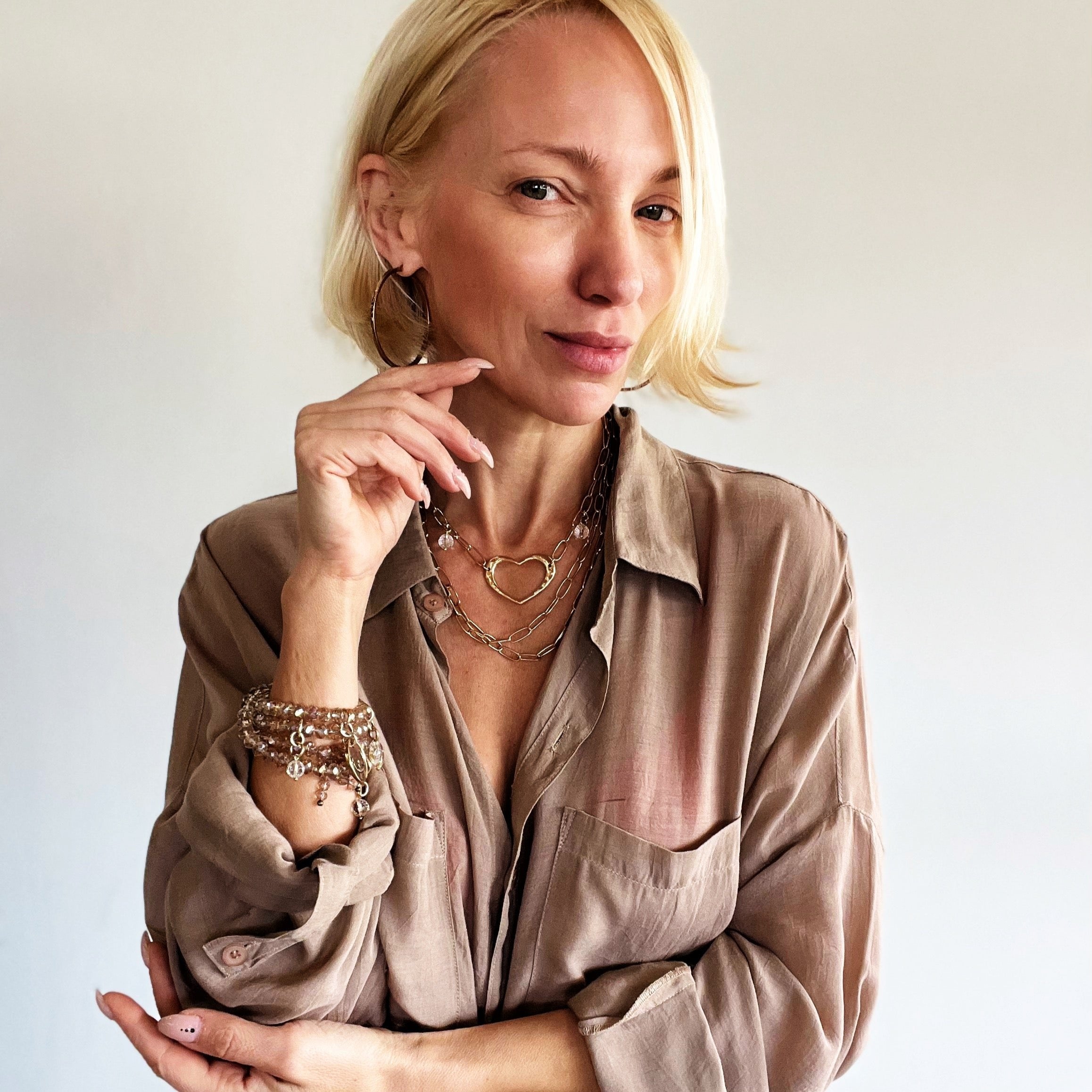 Love Open Heart Long Chain Necklace Katia Designs