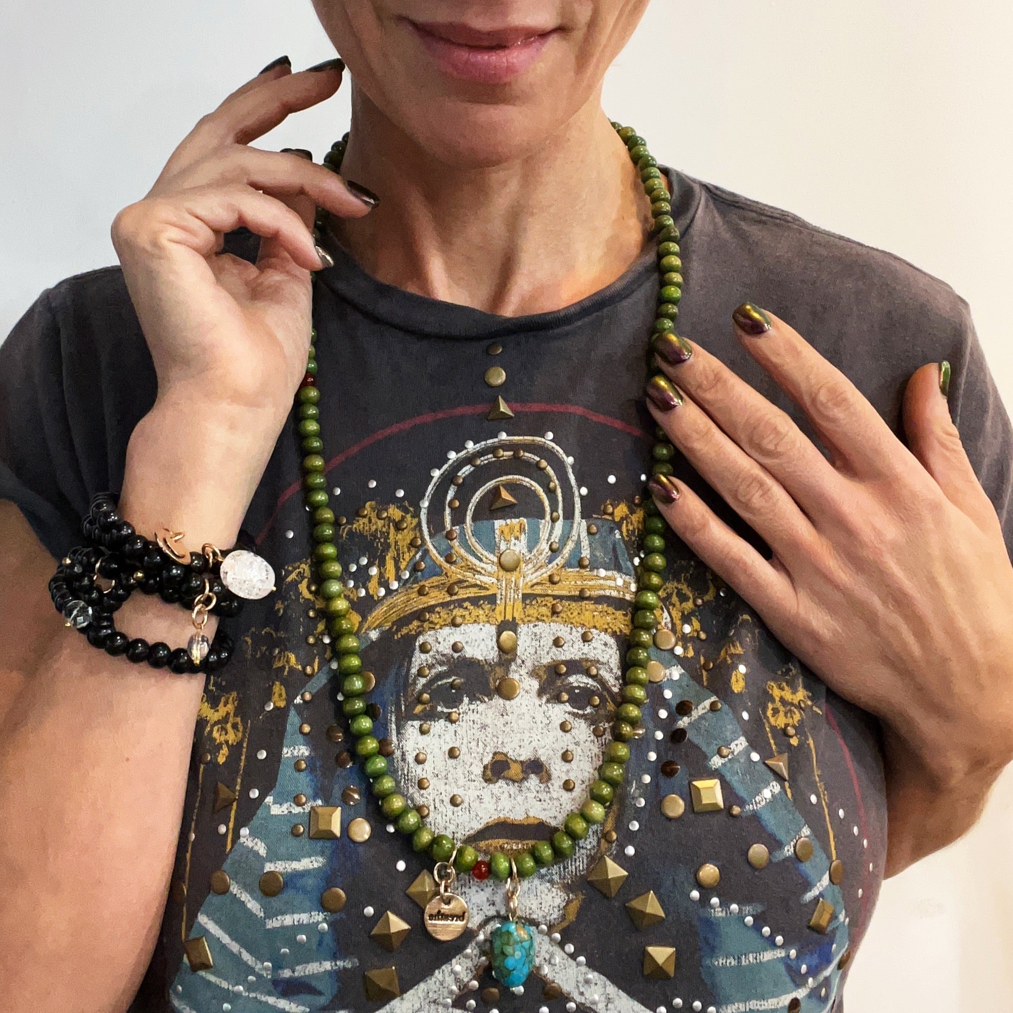 Breathe Heart Wood Boho Wrap Bracelet/Necklace Katia Designs