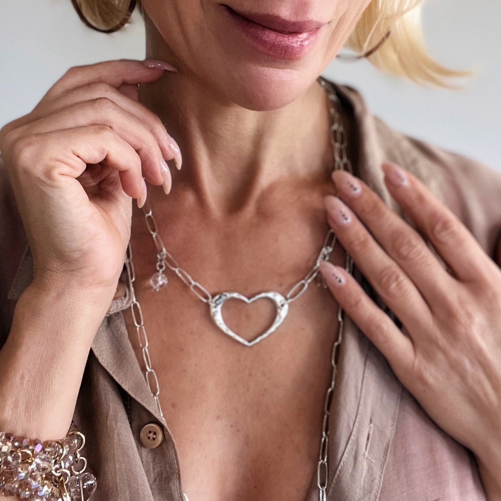 Love Open Heart Long Chain Necklace Katia Designs