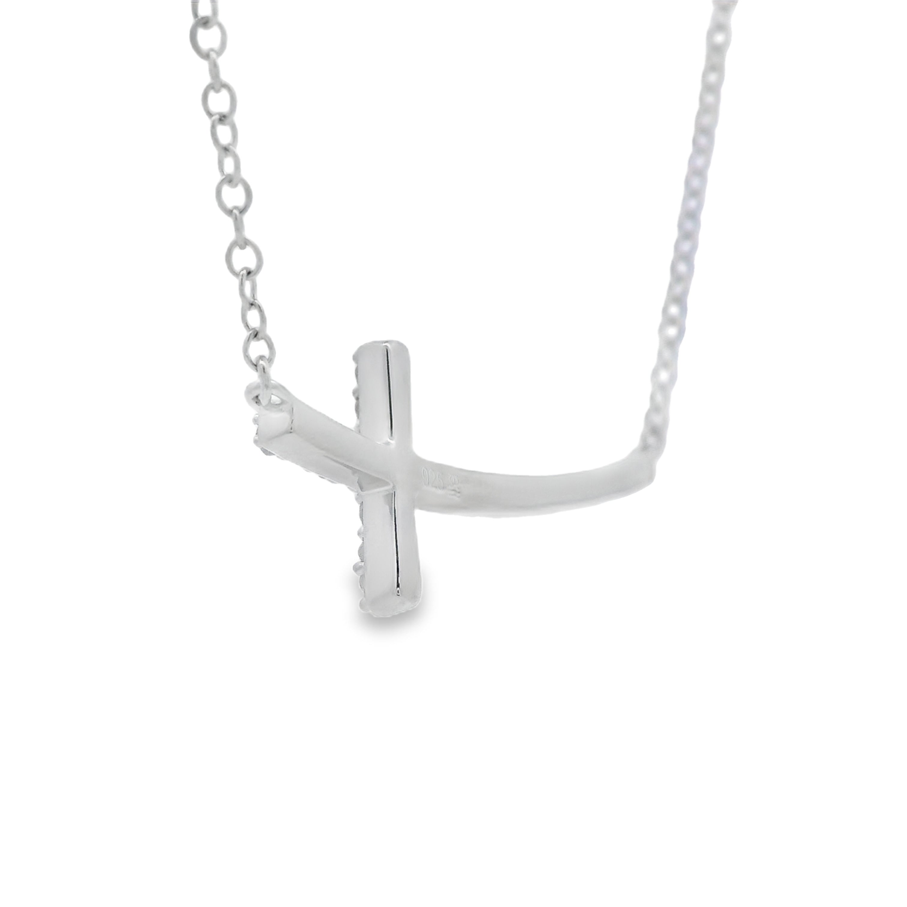 .26ct Diamond Cross Religious Pendant Sterling Silver