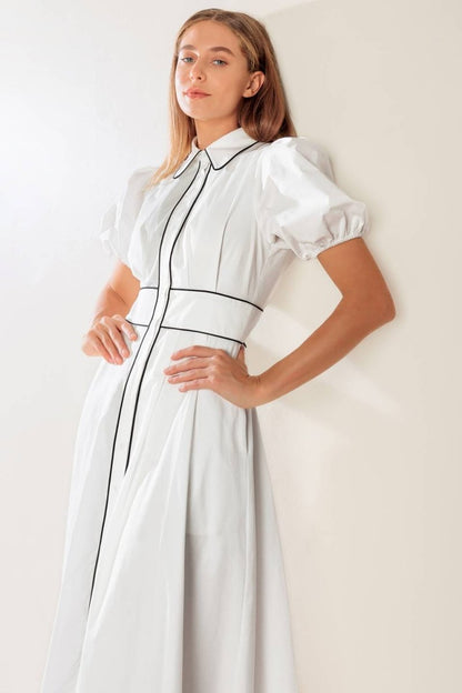 IN THE BREEZE WHITE WOVEN MIDI DRESS - Love Salve