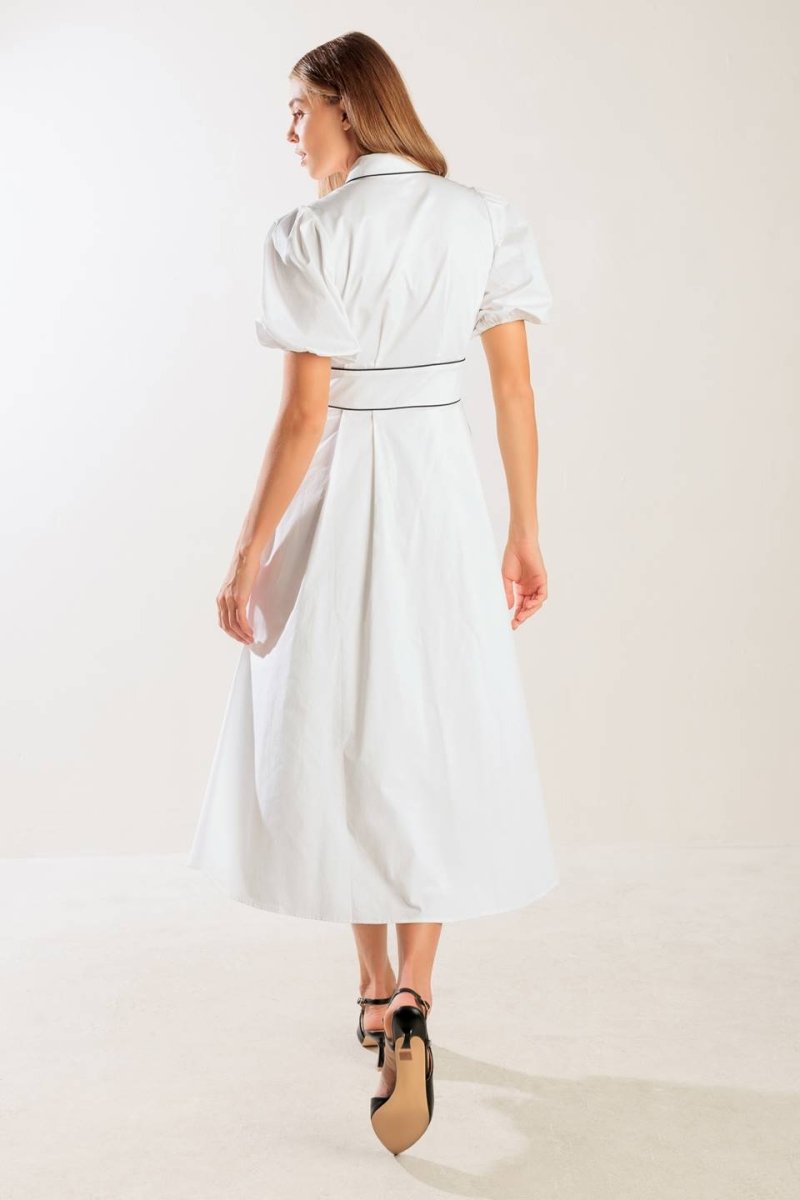 IN THE BREEZE WHITE WOVEN MIDI DRESS - Love Salve