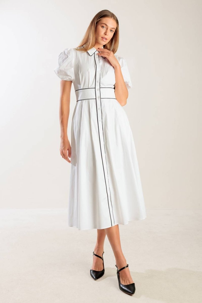 IN THE BREEZE WHITE WOVEN MIDI DRESS - Love Salve
