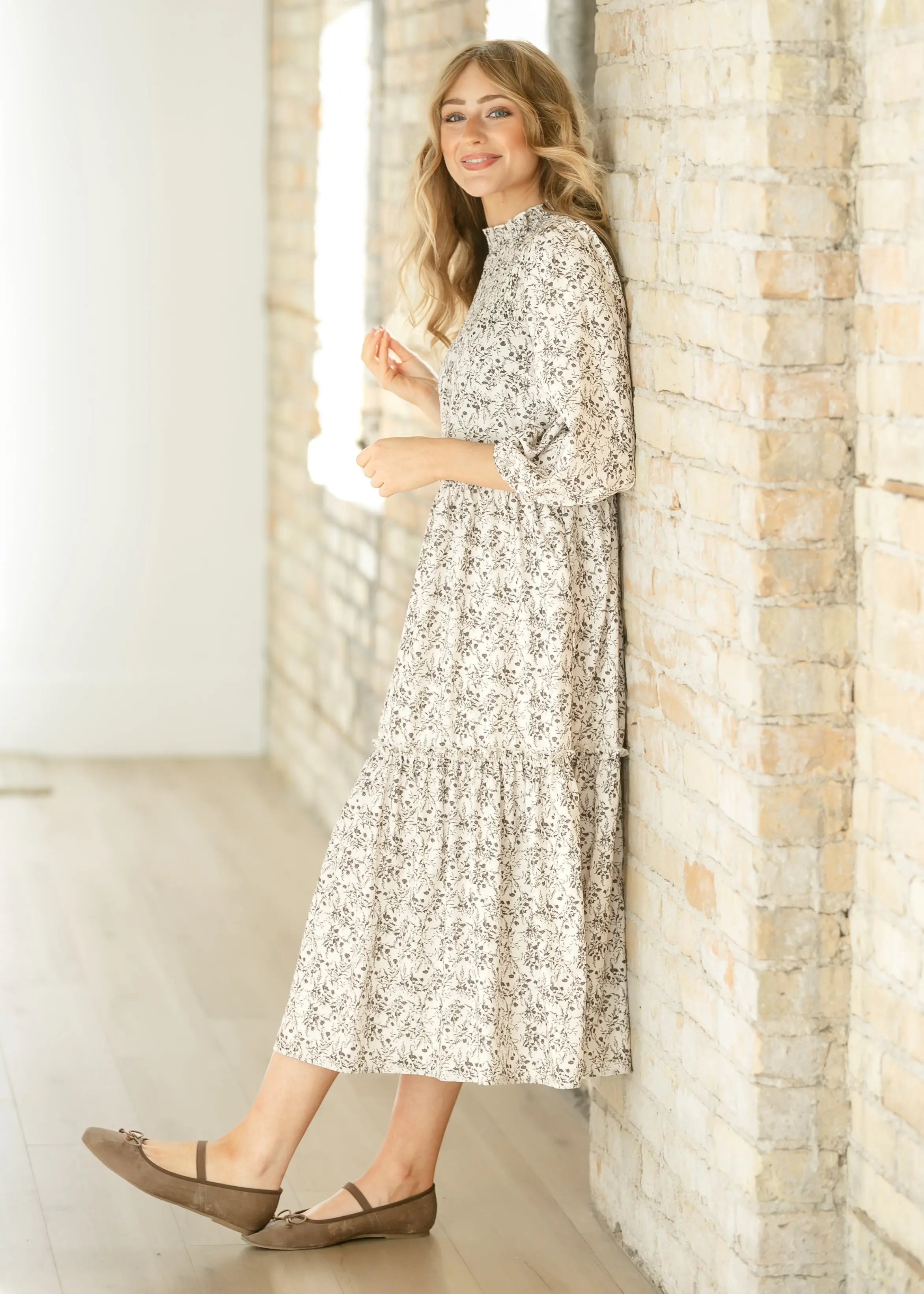 Isla 3/4 Sleeve Midi Dress Inherit Co.