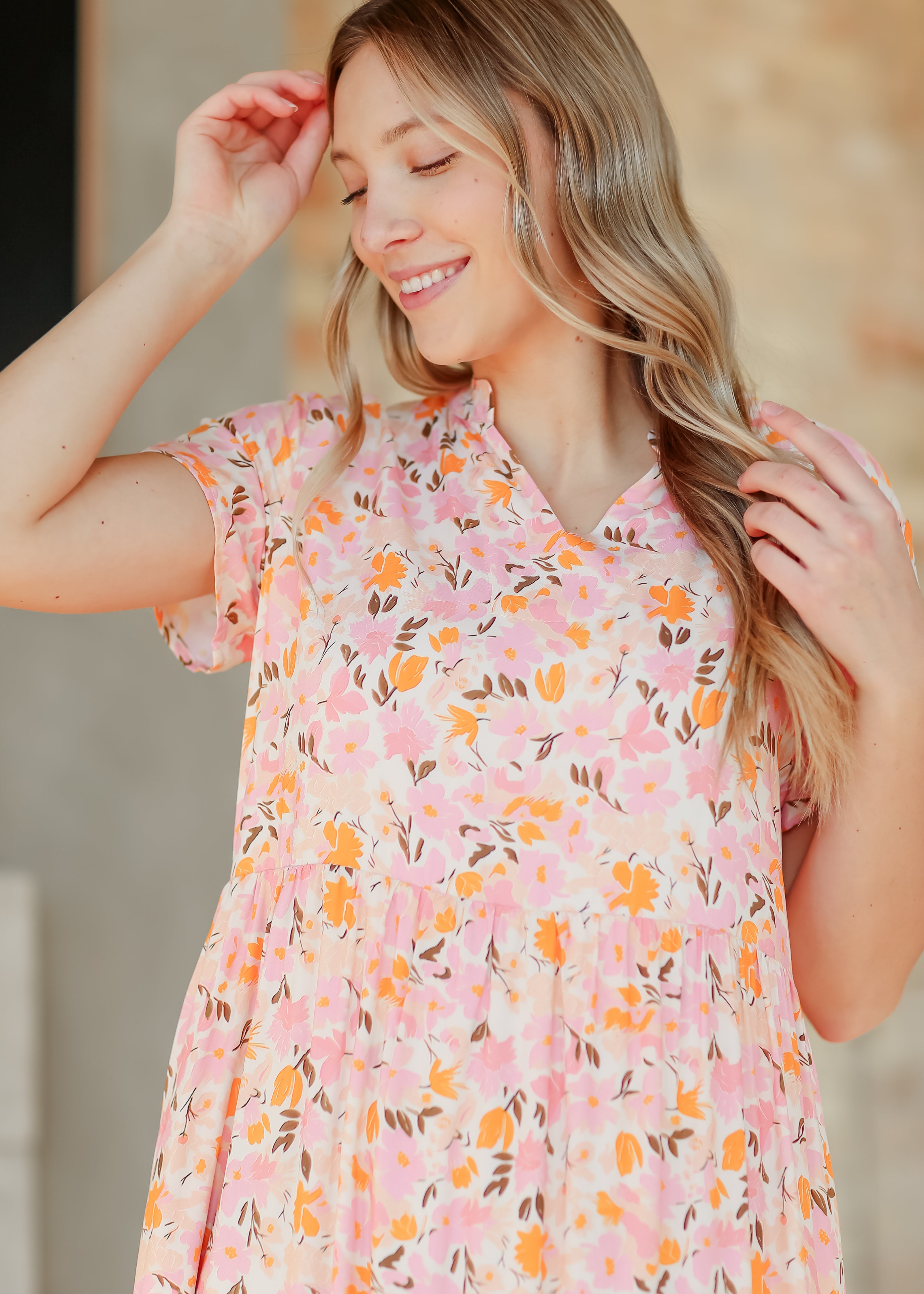 Jaydrien Floral Flutter Sleeve Midi Dress - FINAL SALE Inherit Co.