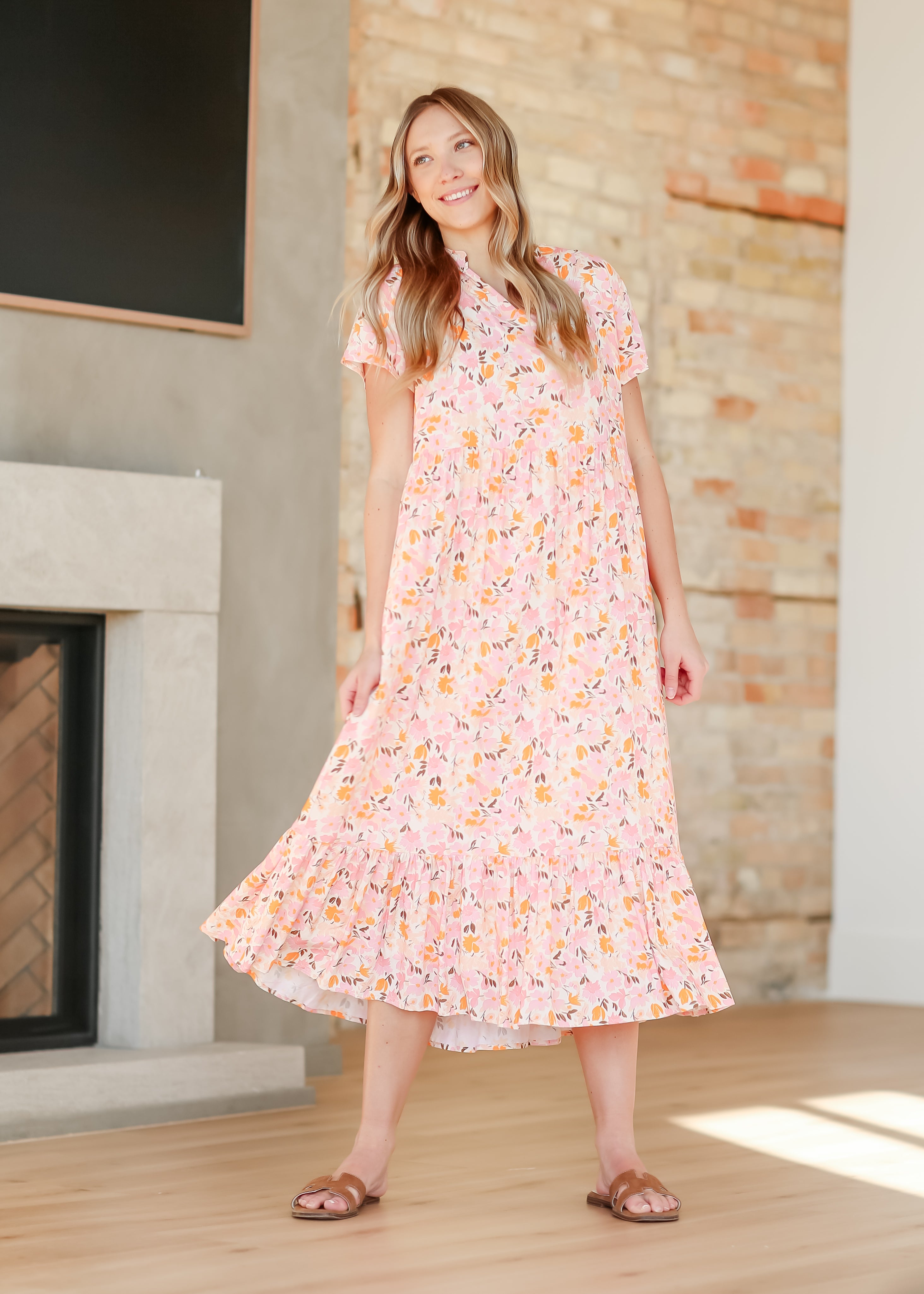 Jaydrien Floral Flutter Sleeve Midi Dress - FINAL SALE Inherit Co.