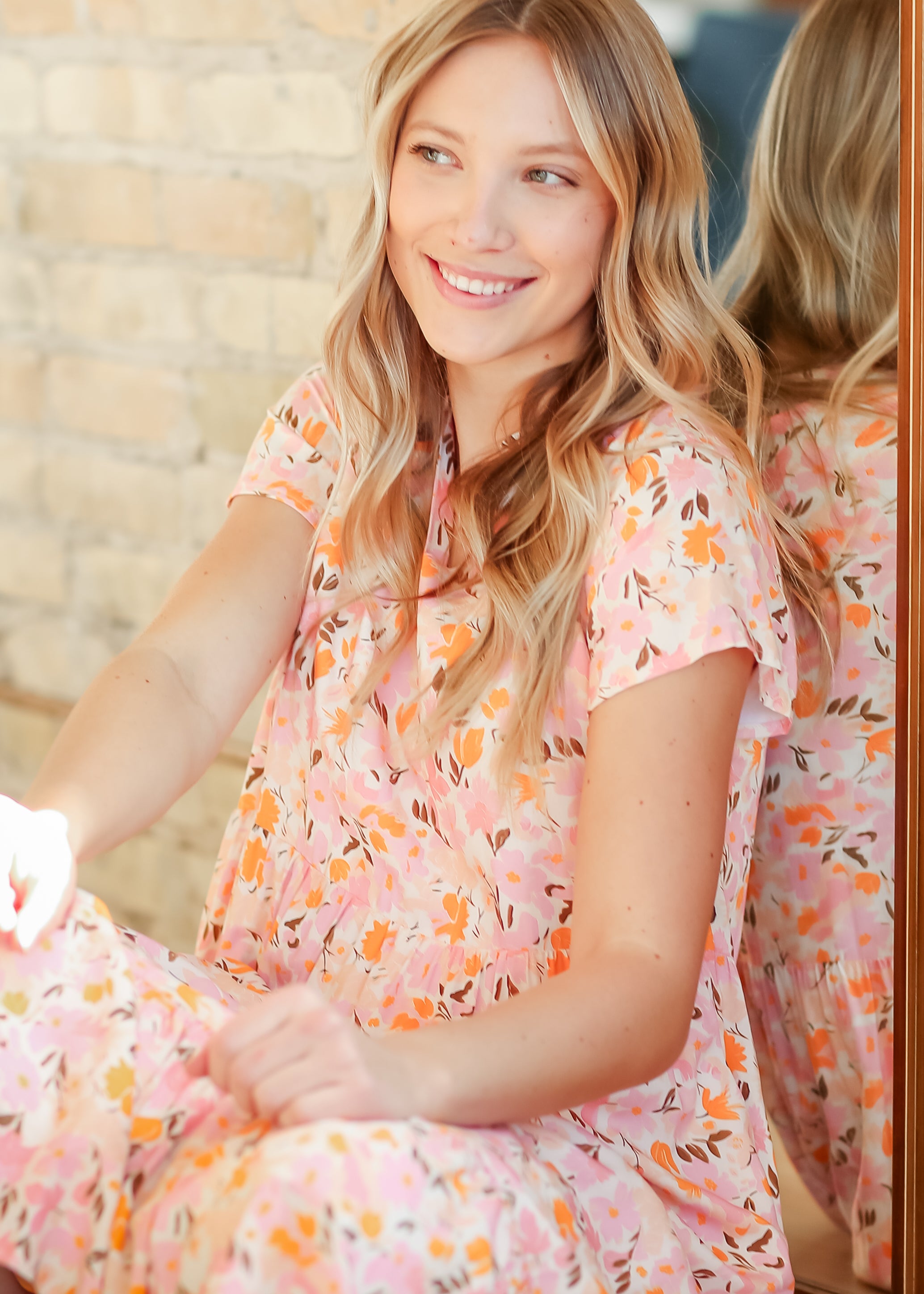 Jaydrien Floral Flutter Sleeve Midi Dress - FINAL SALE Inherit Co.