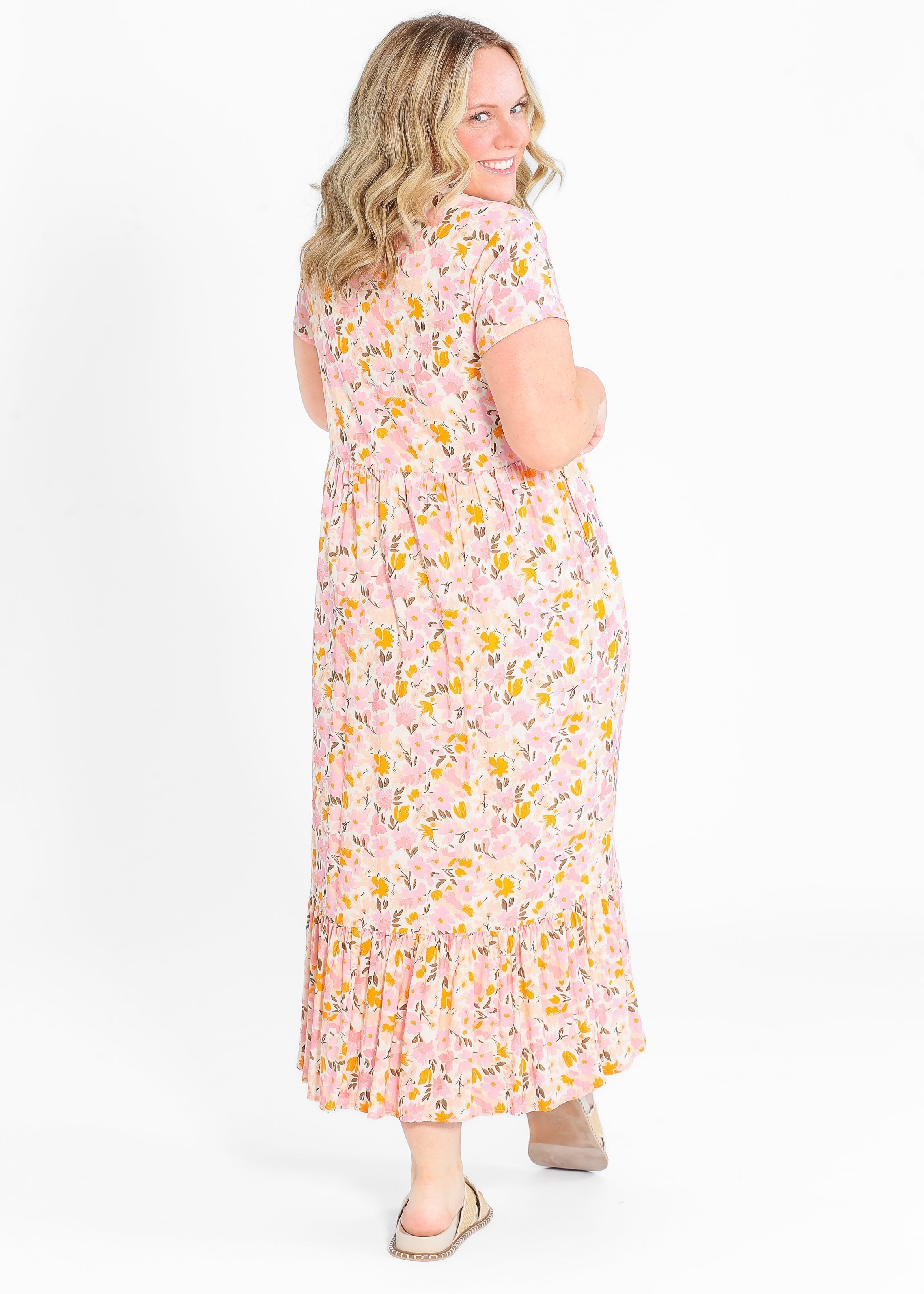Jaydrien Floral Flutter Sleeve Midi Dress - FINAL SALE Inherit Co.