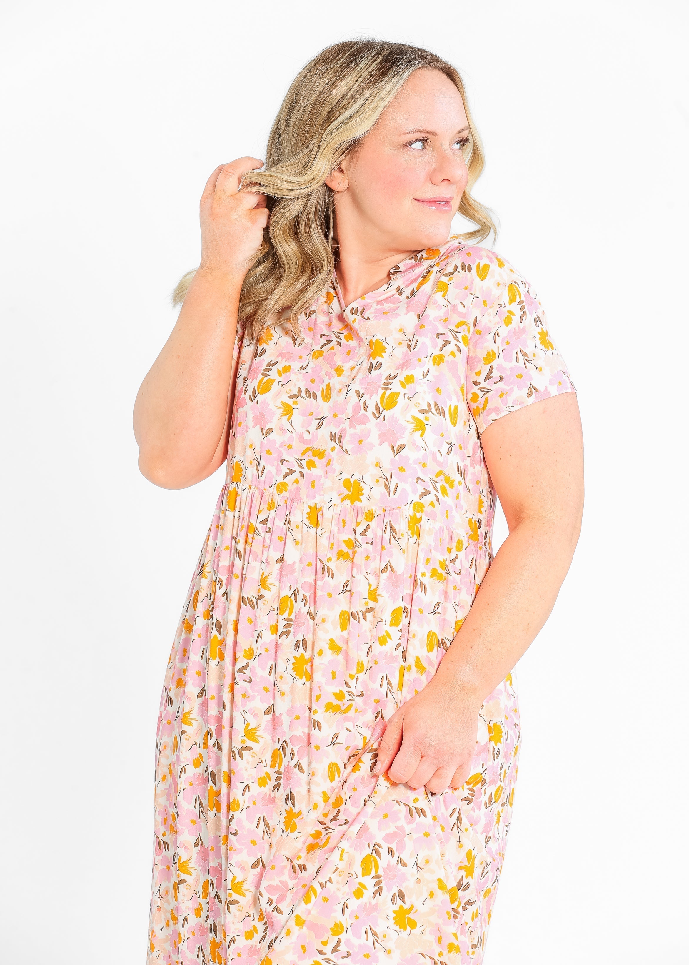 Jaydrien Floral Flutter Sleeve Midi Dress - FINAL SALE Inherit Co.