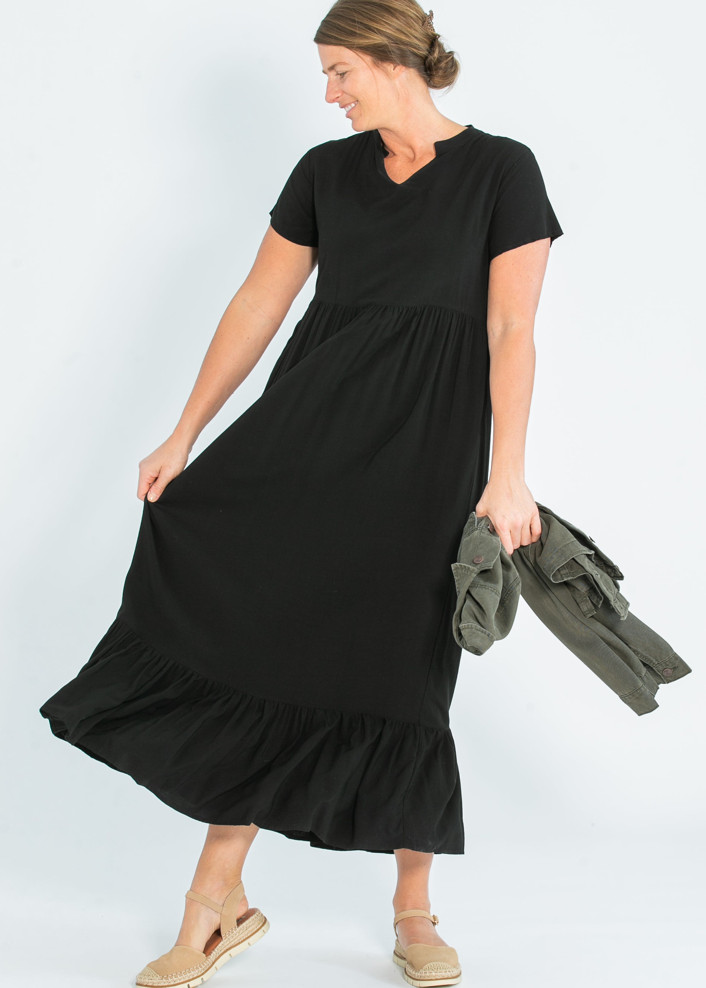 Jaydrien Flutter Sleeve Maxi Dress Inherit Co.