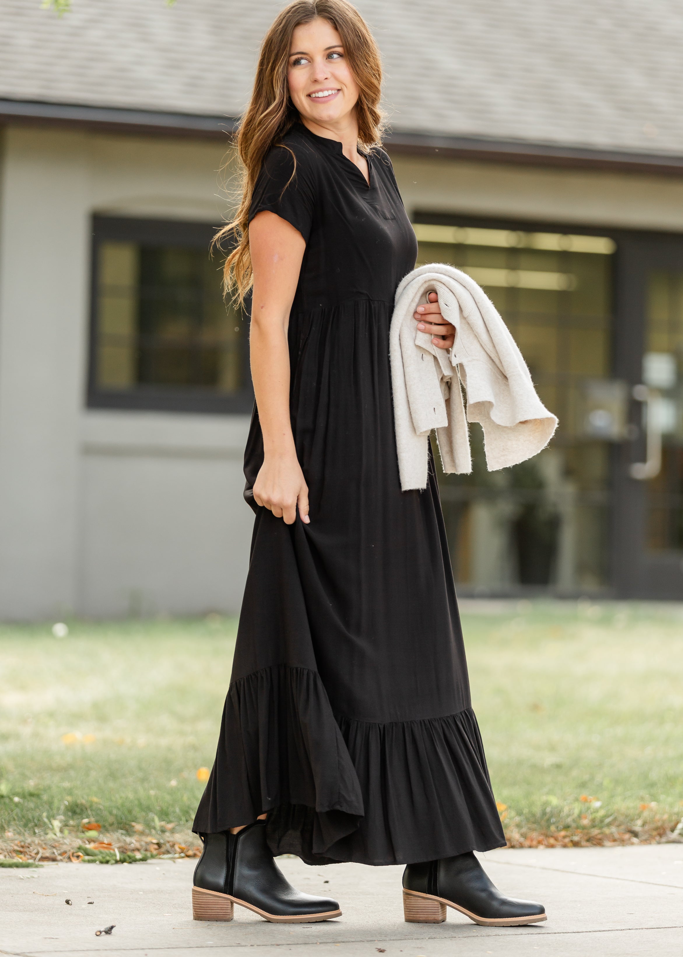 Jaydrien Flutter Sleeve Maxi Dress Inherit Co.