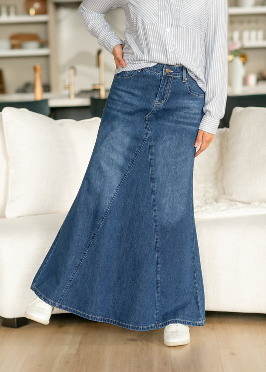Jennifer A-Line Long Denim Skirt Inherit Co.