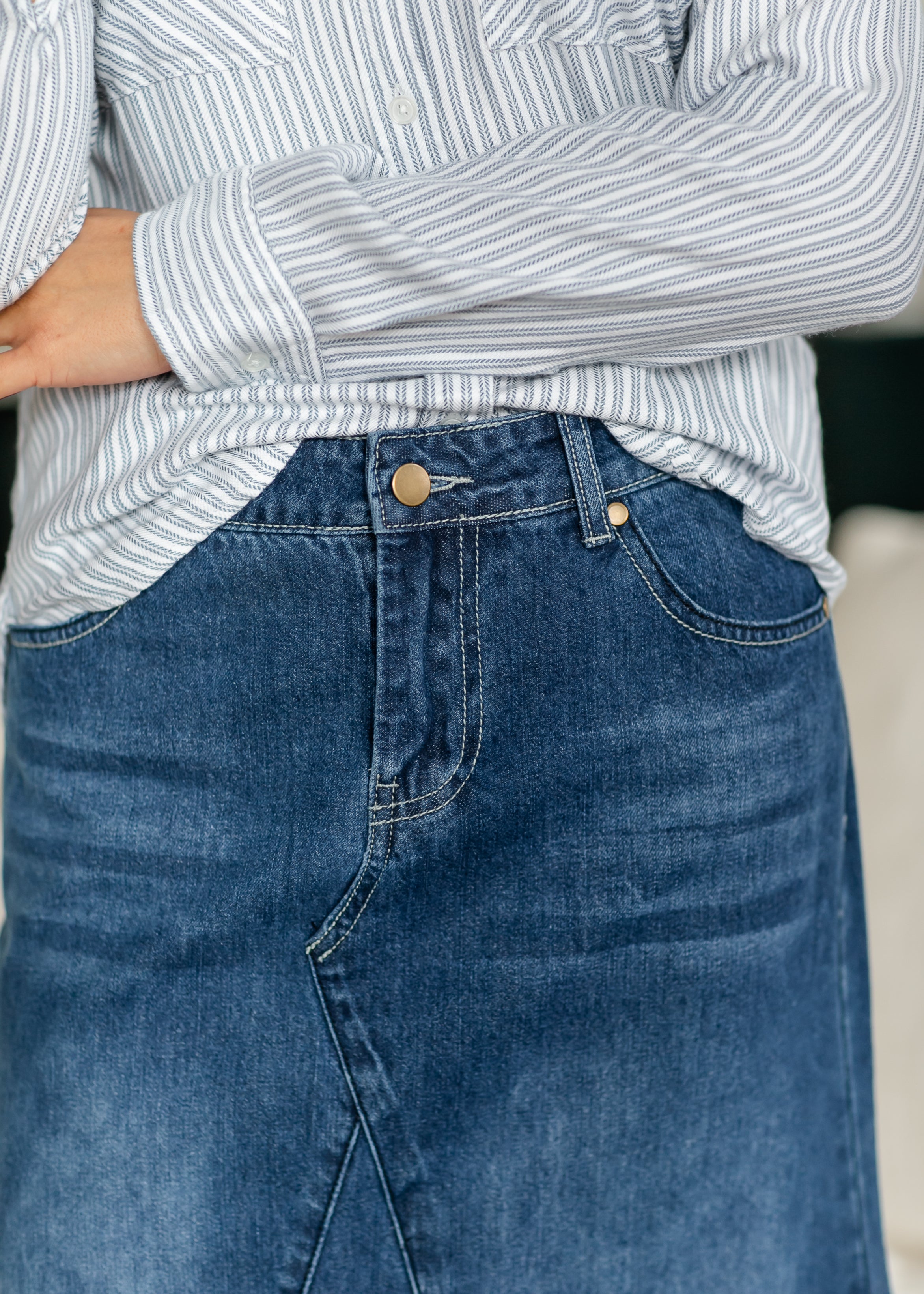 Jennifer A-Line Long Denim Skirt Inherit Co.