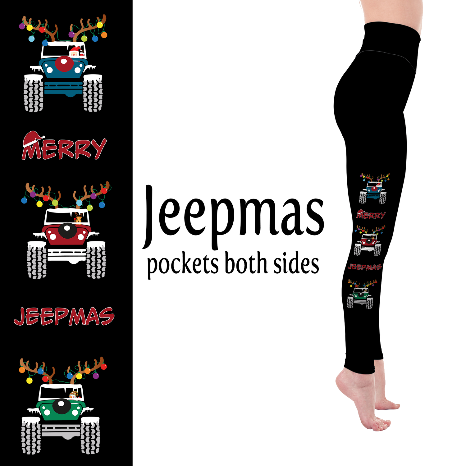 Happy Jeepmas Handmade Leggings with Pockets MM