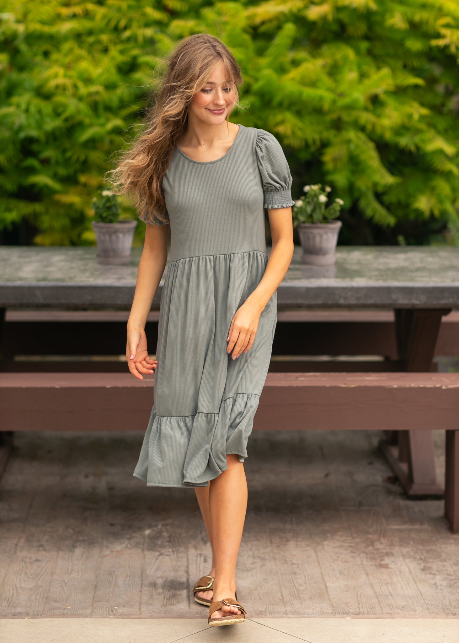Inherit Co. Jess Midi Dress styled for a casual outing, emphasizing its effortless elegance and women's versatile everyday fashion.