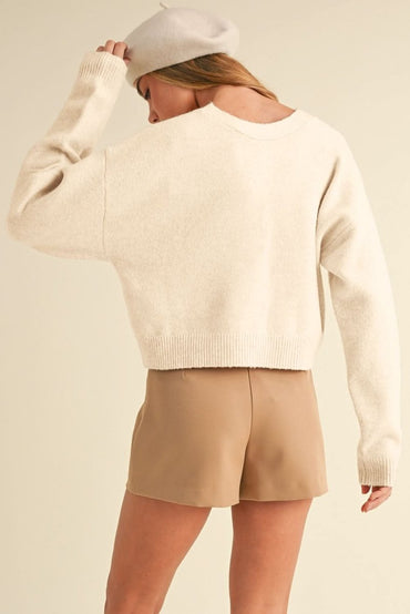 Jet Stream Bowknot Front Loose V Neck Knitted Cardigan - Love Salve
