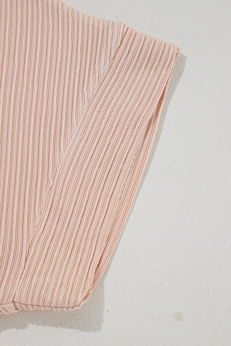 Jet Stream Textured Knit Round Neck Short Sleeve Top for Summer - Love Salve 