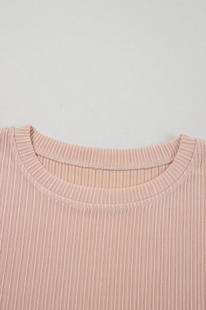 Jet Stream Textured Knit Round Neck Short Sleeve Top for Summer - Love Salve 