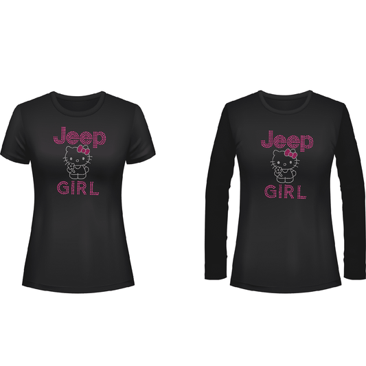 Hi Kitty Jeeper  Rhinestone Tee Short or Long  Sleeve MM