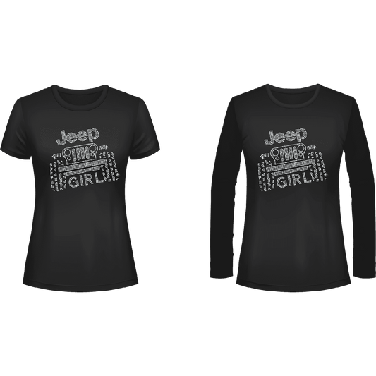 Jeeper Girl Rhinestone Tee Black, Short or Long  Sleeve 1 MM