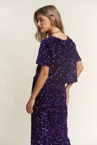 J.NNA Sequin Short Sleeve Crop T-Shirt for Stylish Looks - Love Salve