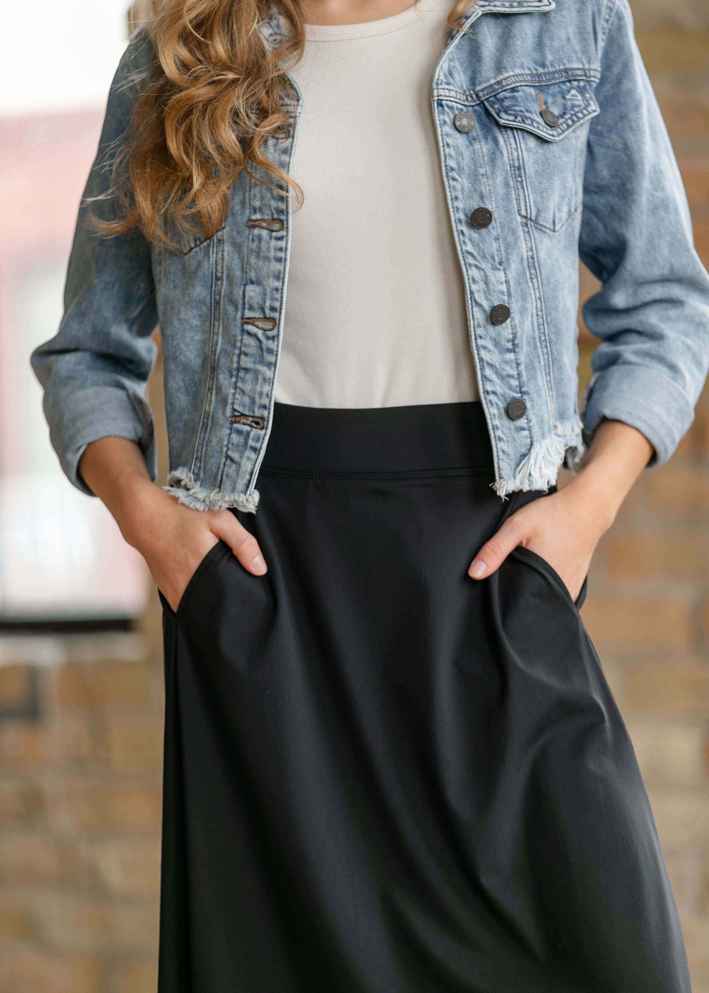 Jo Lightweight Active A-Line Midi Skirt Inherit Co.