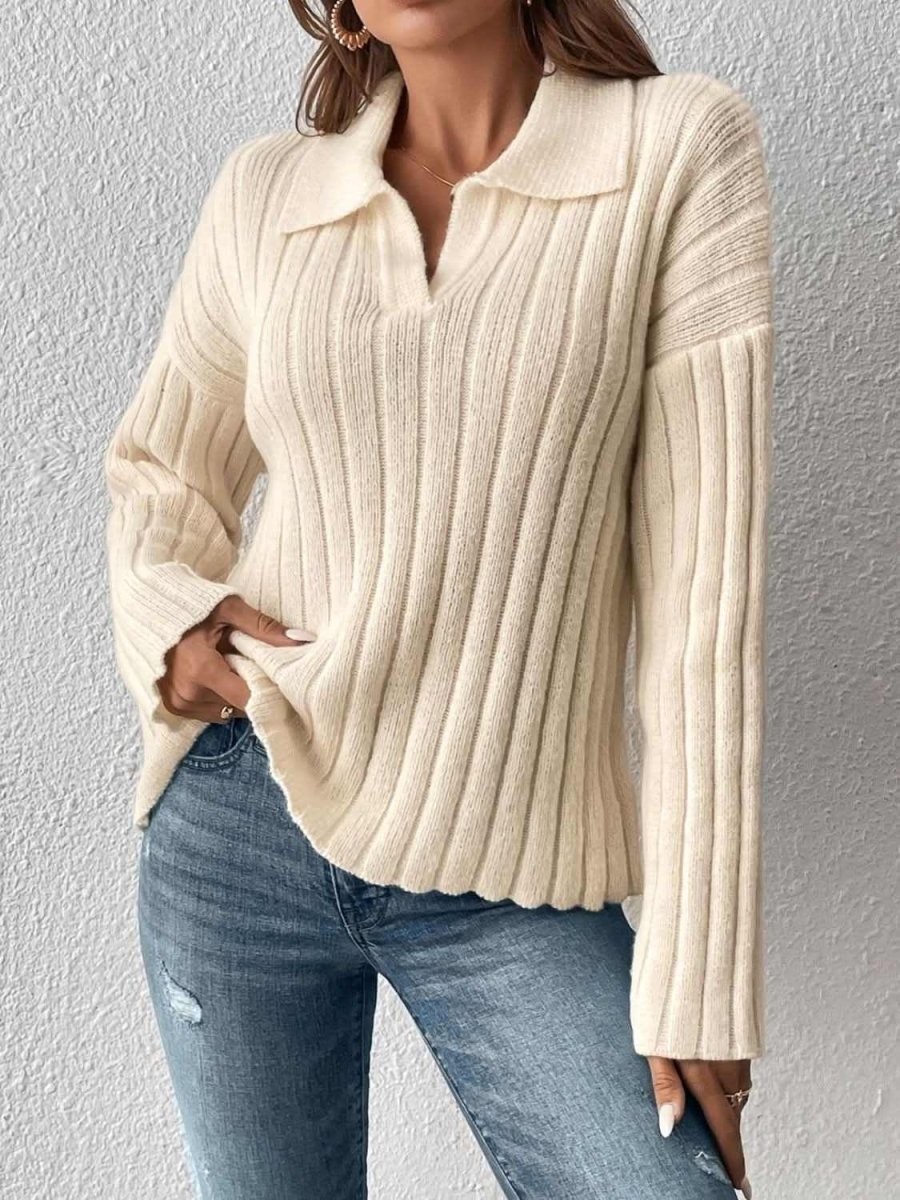 Johnny Collar Long Sleeve Sweater - Love Salve 