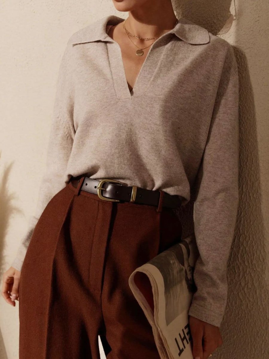 Johnny Collar Long Sleeve Sweater - Love Salve 