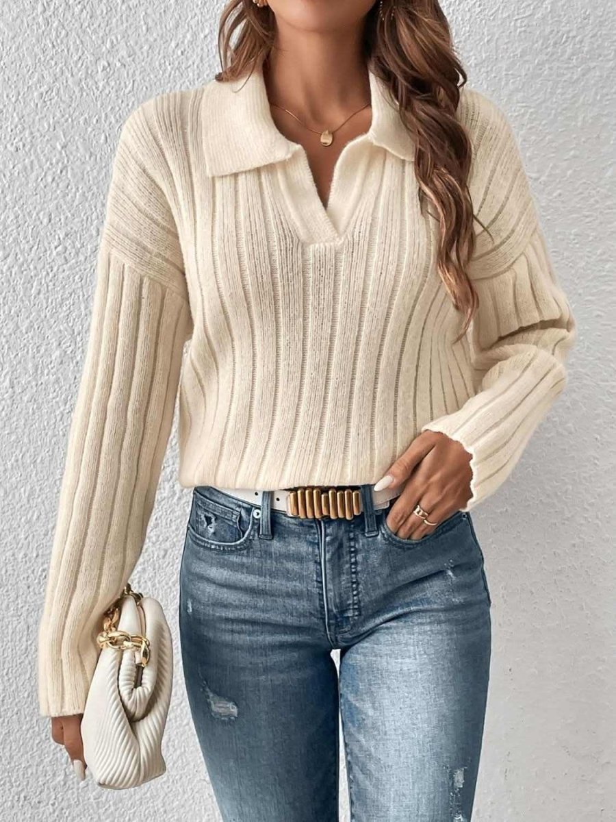 Johnny Collar Long Sleeve Sweater - Love Salve 