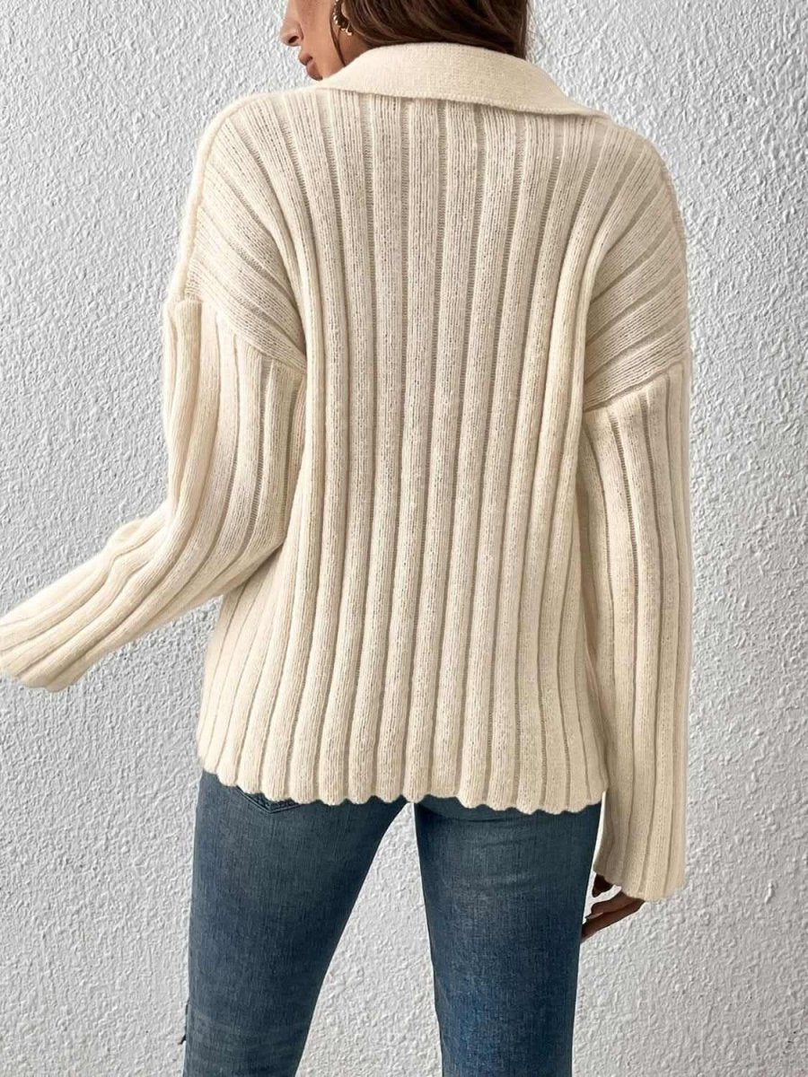 Johnny Collar Long Sleeve Sweater - Love Salve 