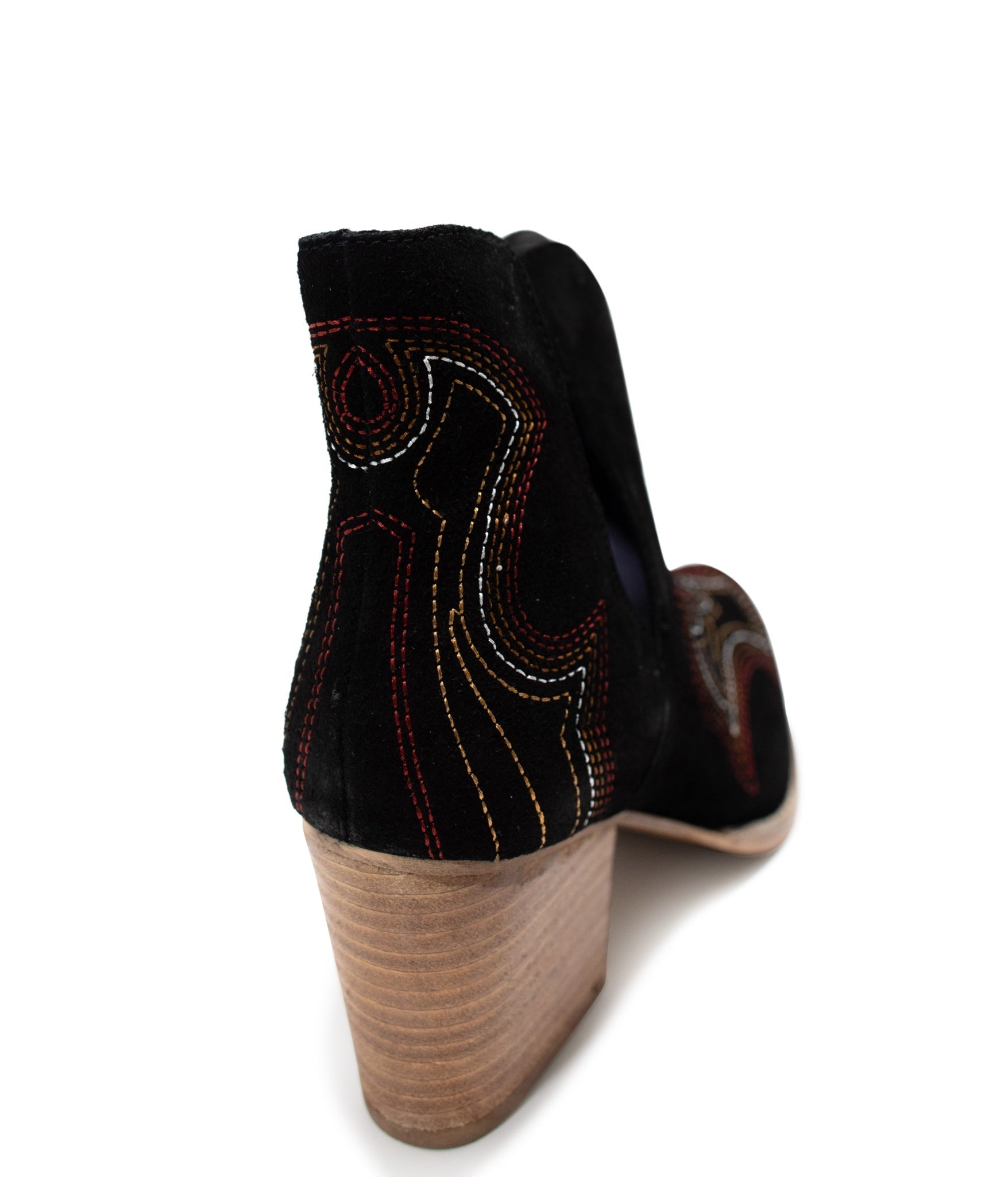 Journee Suede Ankle Boots Black 3 Inch Heel Western Stitch Naughty Monkey
