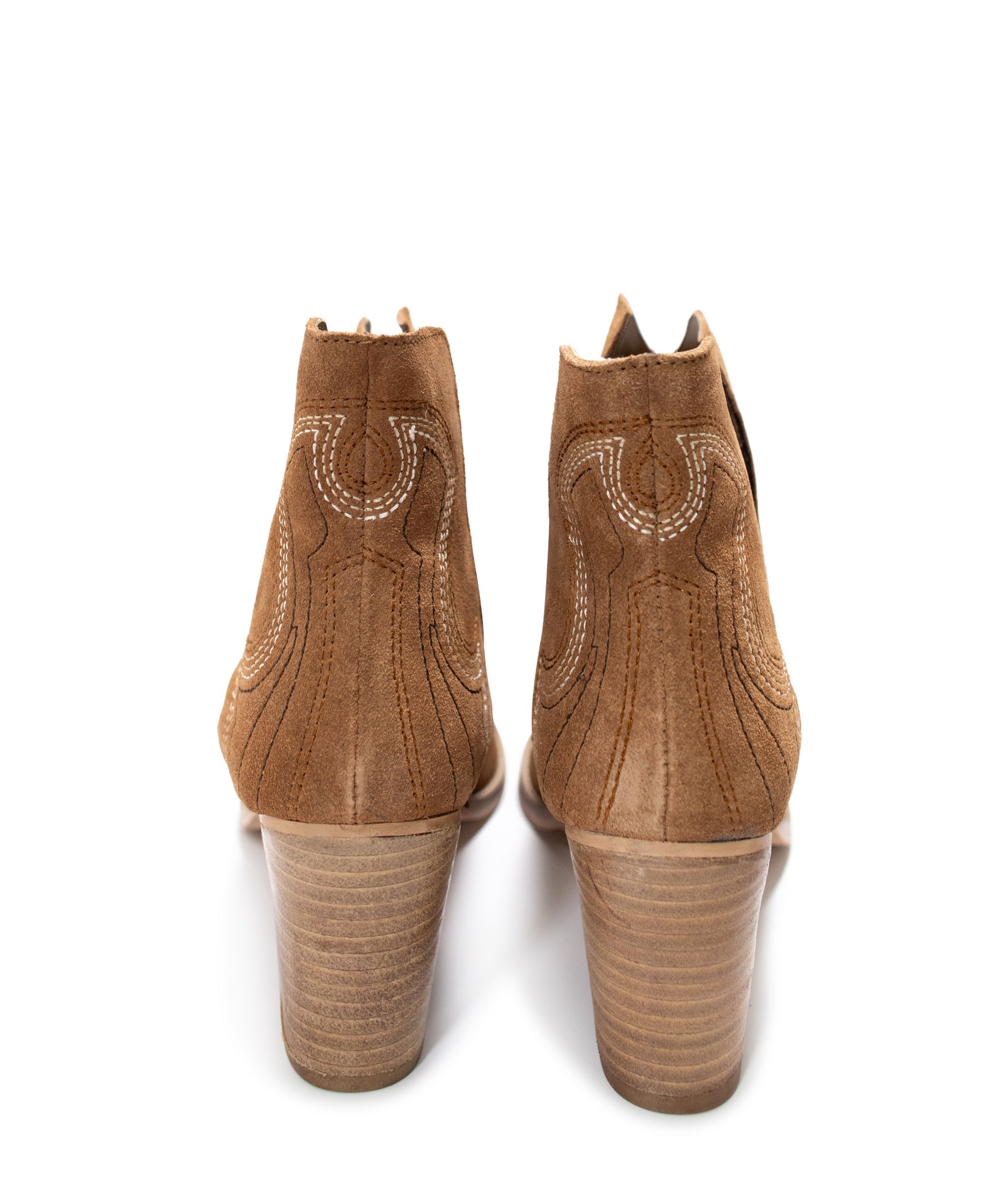 Journee Tan Suede Ankle Boots With Western Stitch Detail Naughty Monkey