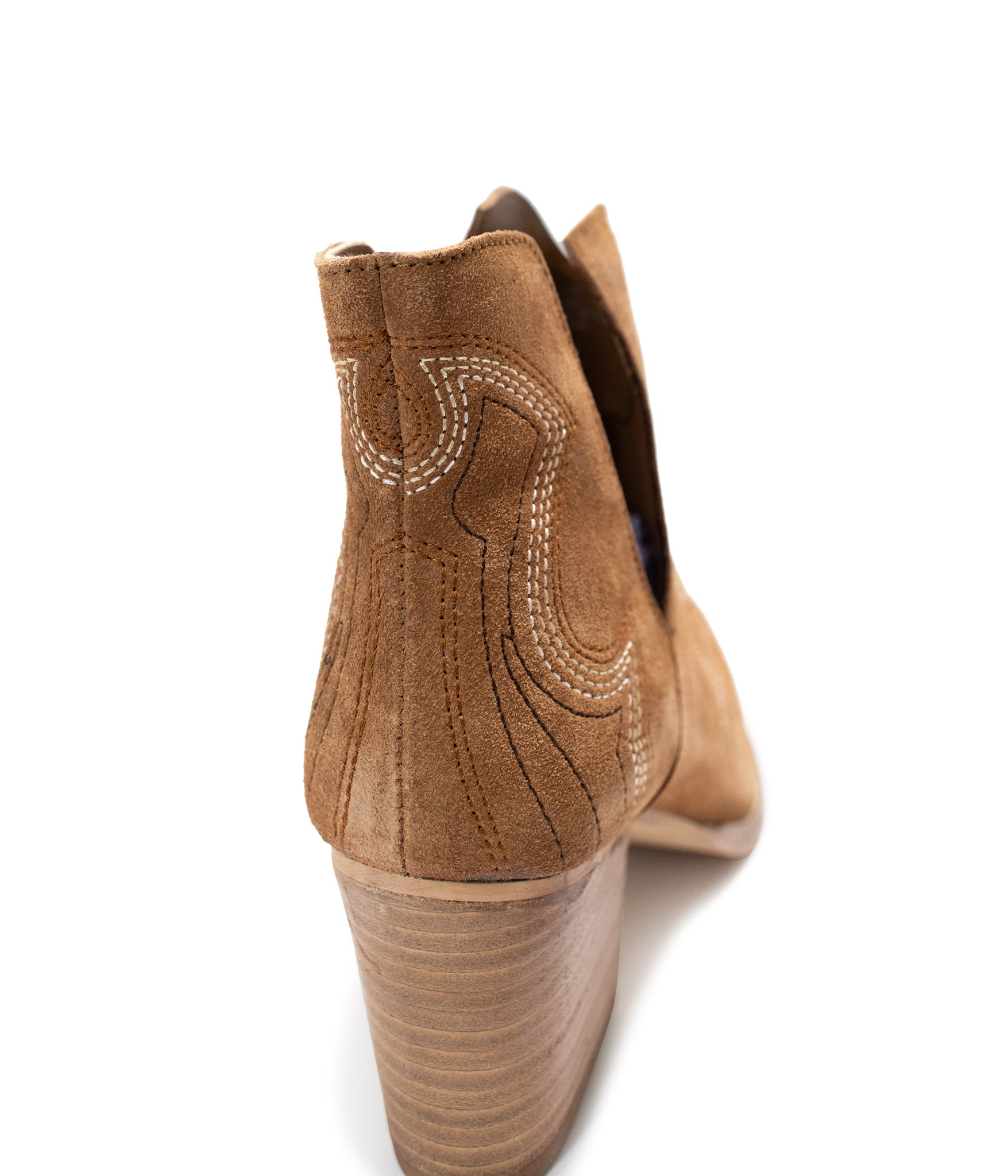 Journee Tan Suede Ankle Boots With Western Stitch Detail Naughty Monkey