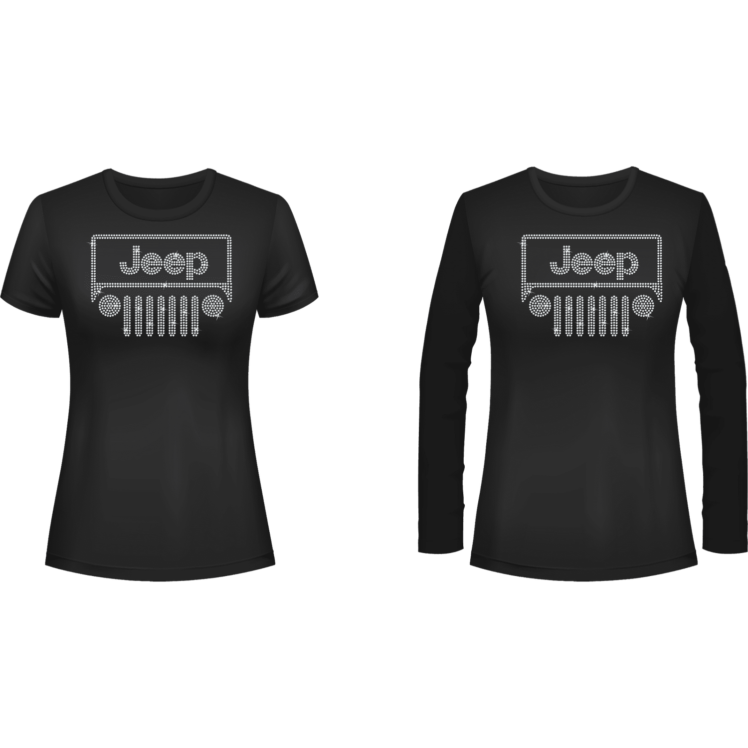 Jeeper Front Rhinestone Tee Short or Long  Sleeve MM