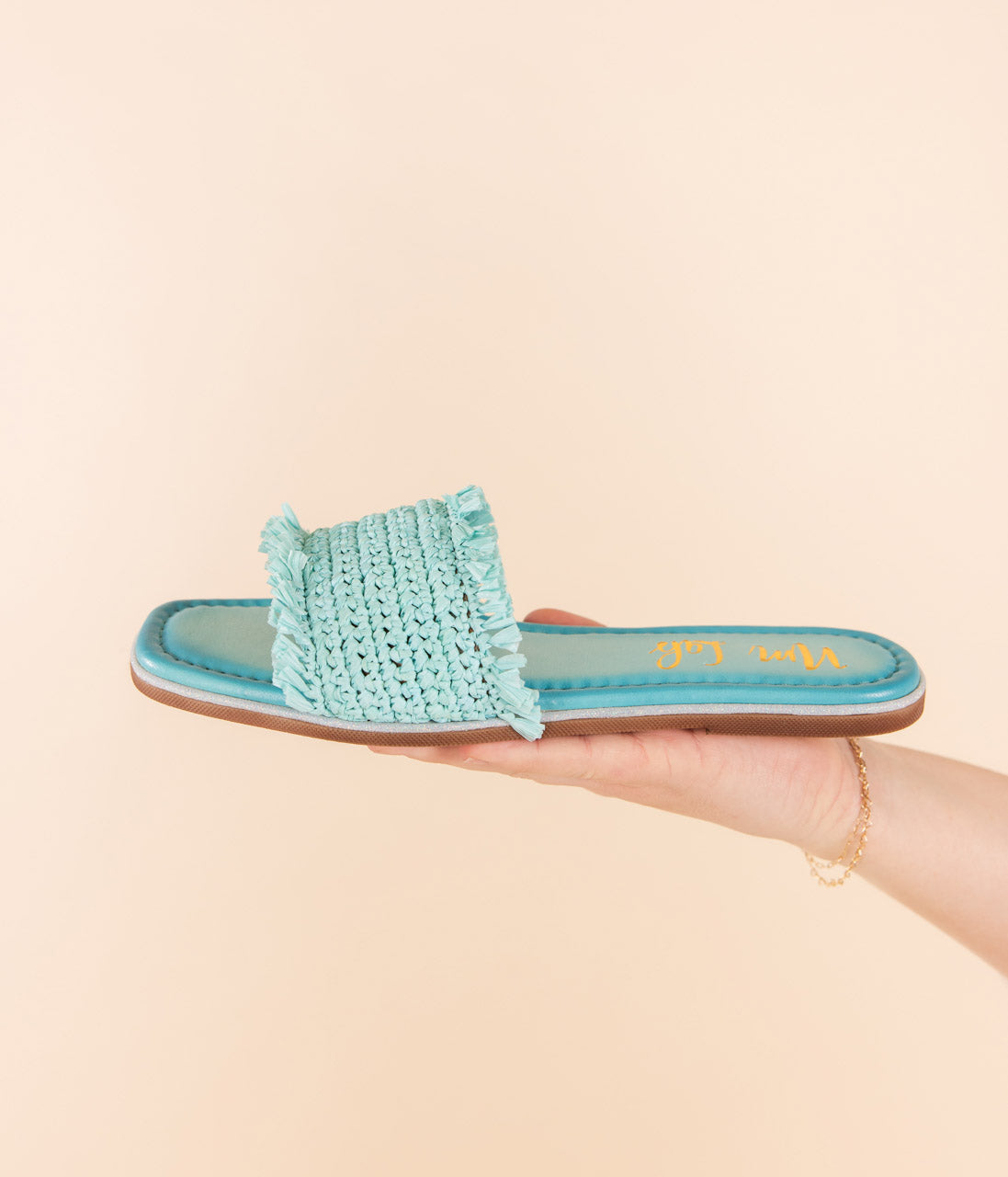 Juana Woven Sandals Aqua Blue Footbed Glitter Border Naughty Monkey