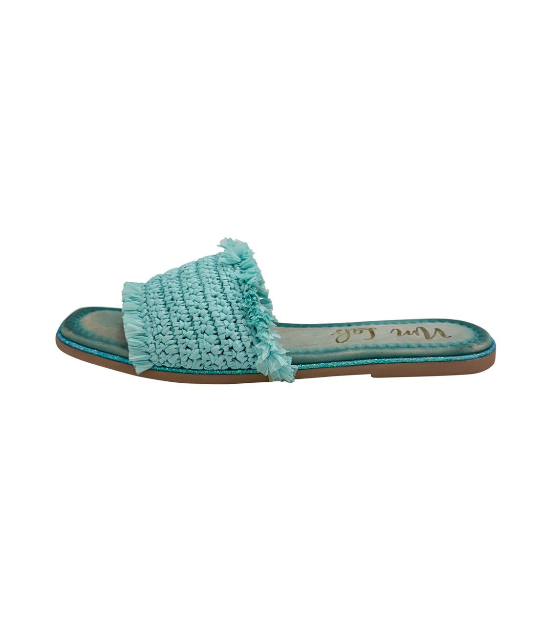 Juana Woven Sandals Aqua Blue Footbed Glitter Border Naughty Monkey