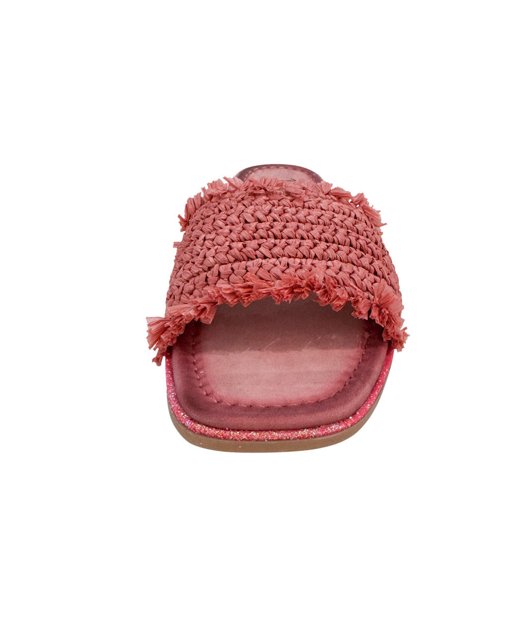 Juana Woven Sandals Pink Leather Footbed Glitter Border Naughty Monkey