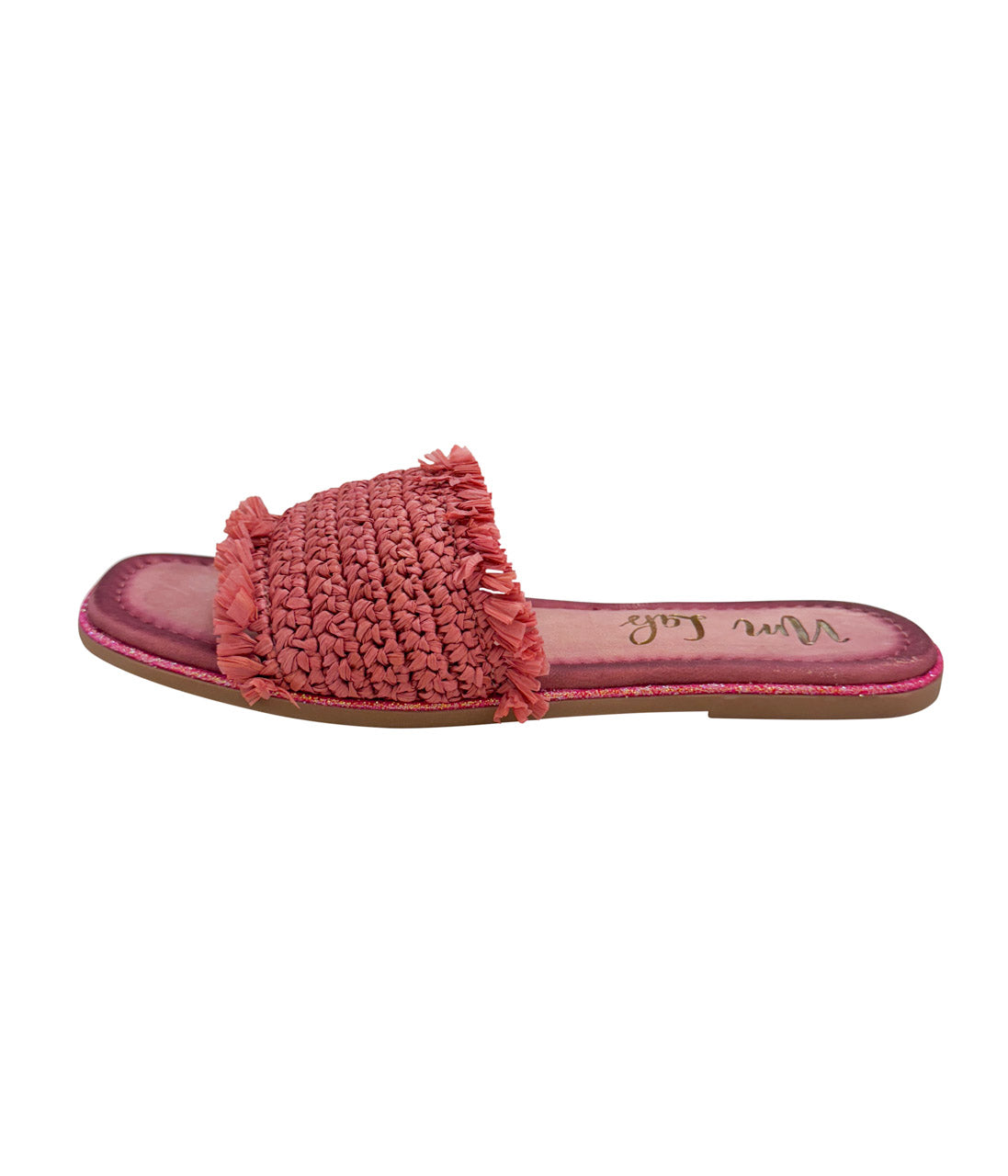 Juana Woven Sandals Pink Leather Footbed Glitter Border Naughty Monkey