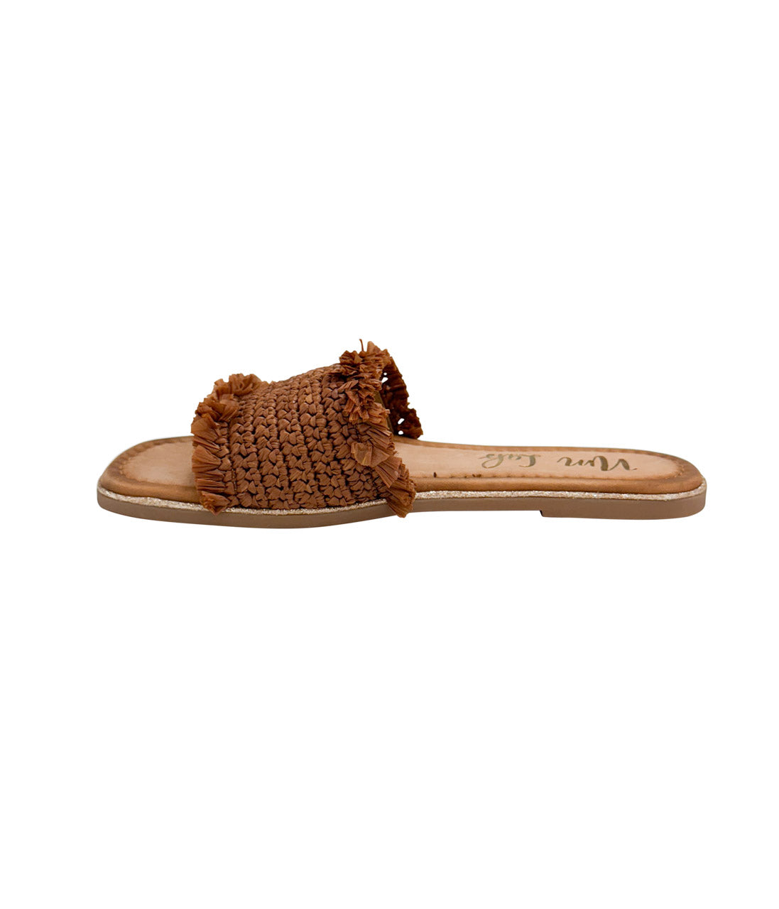 Juana Woven Sandals Tan Leather Footbed Glitter Border Naughty Monkey