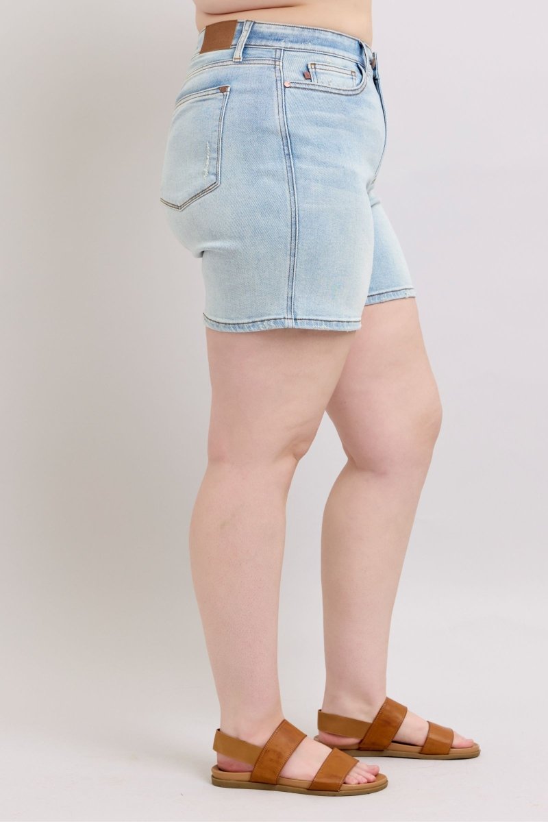 Judy Blue Full Size 2 Button Denim Shorts with Pockets Plus Size - Love Salve 