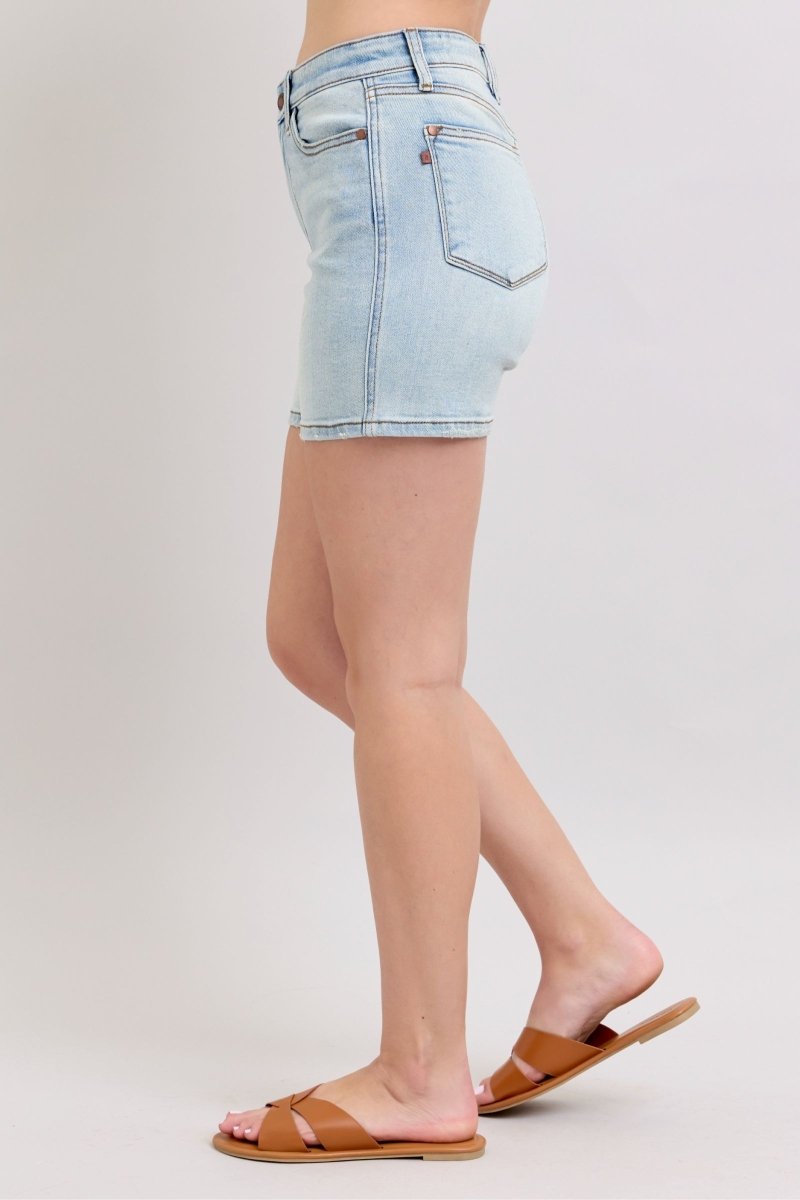 Judy Blue Full Size 2 Button Denim Shorts with Pockets Plus Size - Love Salve 
