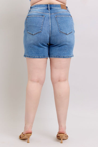 Judy Blue Full Size 2 Button Denim Shorts with Pockets Plus Size - Love Salve 
