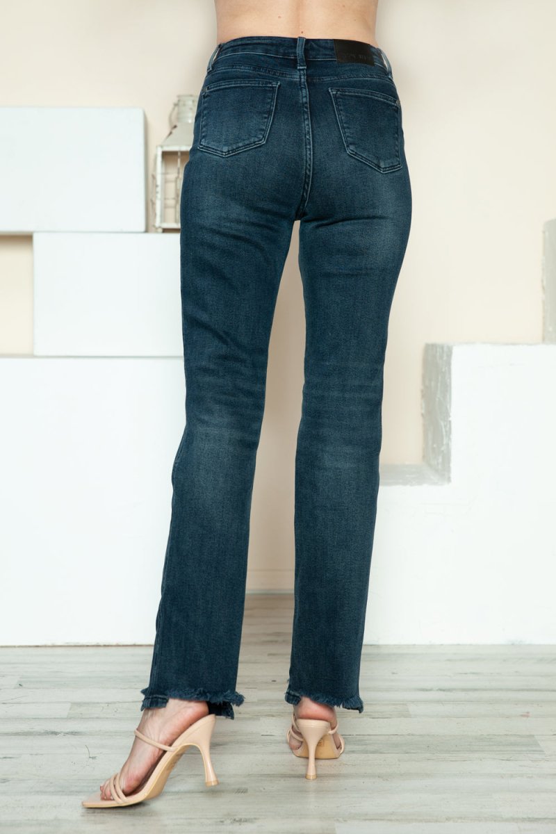 Judy Blue Full Size Button Fly Hem Destroy Straight Jeans - Love Salve 