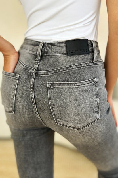 Judy Blue Full Size Button Fly High Waist Cuffed Capris - Love Salve 