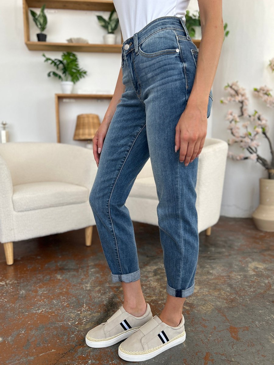 Judy Blue Full Size Cuffed Hem Slim Jeans for Women - Love Salve 