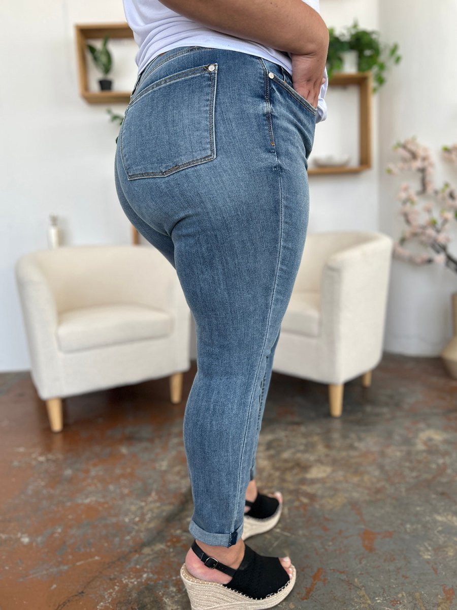 Judy Blue Full Size Cuffed Hem Slim Jeans for Women - Love Salve 