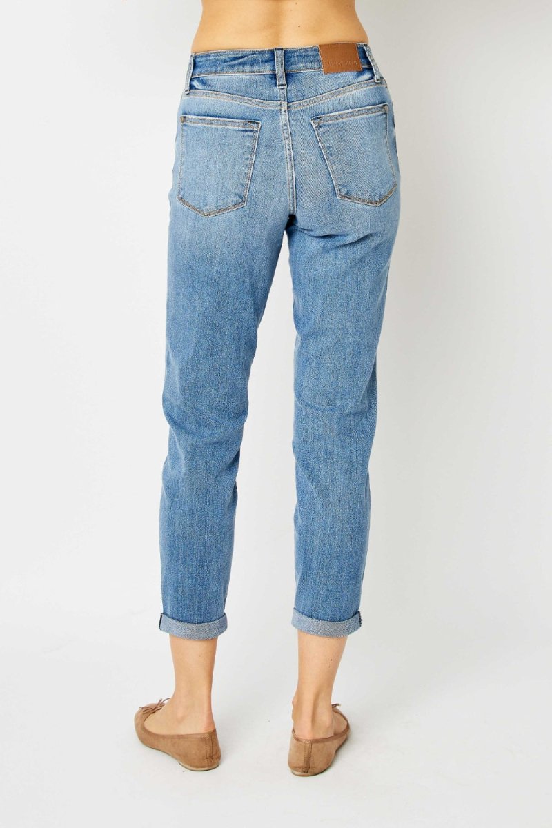 Judy Blue Full Size Cuffed Hem Slim Jeans for Women - Love Salve 