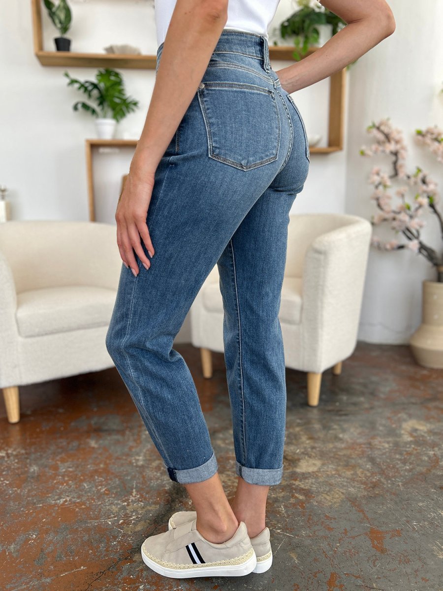 Judy Blue Full Size Cuffed Hem Slim Jeans for Women - Love Salve 