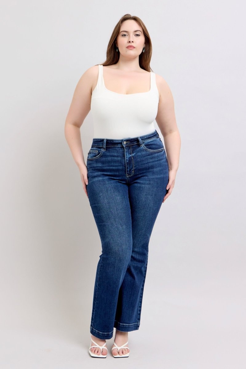 Judy Blue Full Size High Rise Flare Jeans with Pockets Plus Size - Love Salve 